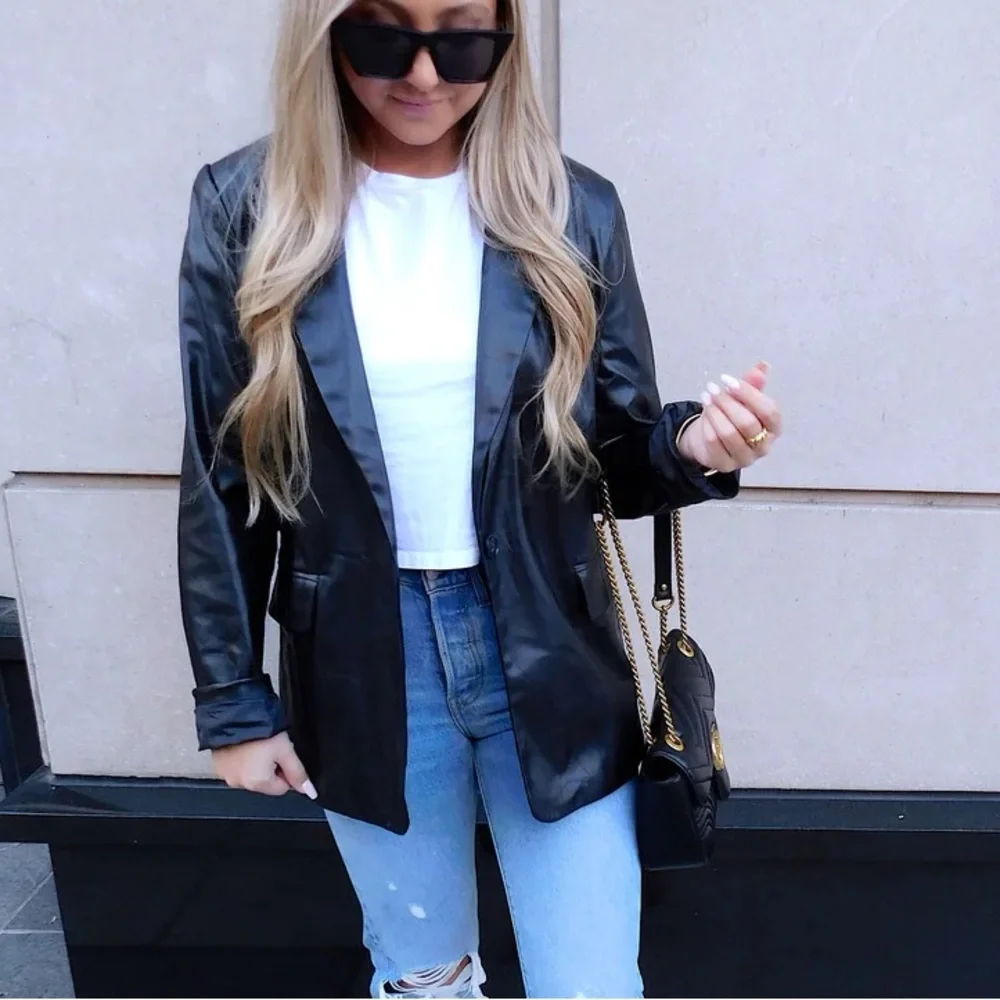 Faux Leather Blazer